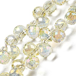Brins de perles de verre transparentes plaquées arc-en-ciel, facette, larme, beige, 6x5x5mm, Trou: 0.8mm, Environ 108 pcs/chapelet, 16.14'' (41 cm)