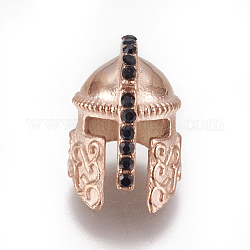 304 Stainless Steel Rhinestone Beads, Gladiator Helmet, Rose Gold, 15x10x12mm, Hole: 2.2mm