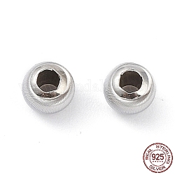 925 perline in argento sterling placcato rodio, texture, rondelle, platino, 6x5mm, Foro: 2.5 mm
