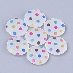 Abalorios de acrílico impresos, esmerilado, plano y redondo con el punto, colorido, 25x5.5mm, agujero: 2 mm