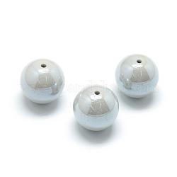 Perles en acrylique de style perlé de cuisson de peinture, ronde, gris clair, 14mm, Trou: 2mm, environ 320 pcs/500 g