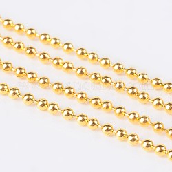 Cadenas de abalorios de bolas de hierro, soldada, sin níquel, con carrete, dorado, 1.5mm, aproximadamente 328.08 pie (100 m) / rollo