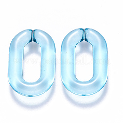 Anneaux de liaison acryliques transparents, connecteurs à liaison rapide, pour la fabrication de chaînes de câble, ovale, bleu ciel, 31x19.5x5.5mm, diamètre intérieur: 19.5x7.5 mm