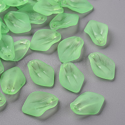 Pendentifs acryliques mats transparents, Pétalin, vert clair, 24x17x4mm, Trou: 1.8mm