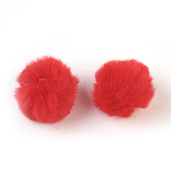 Кулоны с помпонами из искусственного меха кролика ручной работы, пушистые шарики для волос кролика, с эластичным волокном, красные, 50~60 мм, отверстие : 4x5 мм
