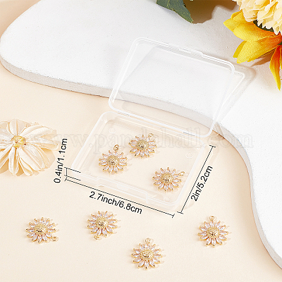 10Pcs Gold Plated CZ Pave Daisy Flower Charms Pendants For