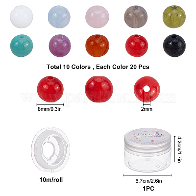 Sunnyclue 200 pz 10 colori imitazione gemma acrilica perline per  braccialetti fai da te che fanno kit all'ingrosso 