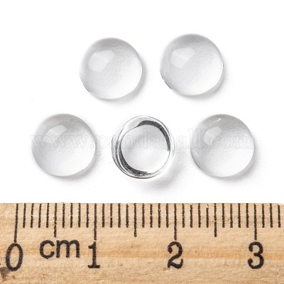 Transparent Half Round Glass Cabochons,, Clear, 30x14~15mm