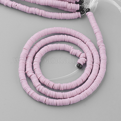 Flache runde handgemachte Polymer Clay Perle Spacer&nbsp;X-CLAY-R067-4.0mm-26-1