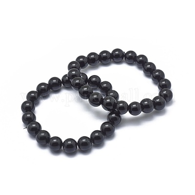 Bracelets synthétiques en perles de pierre noire synthétiques&nbsp;BJEW-K212-A-032-1