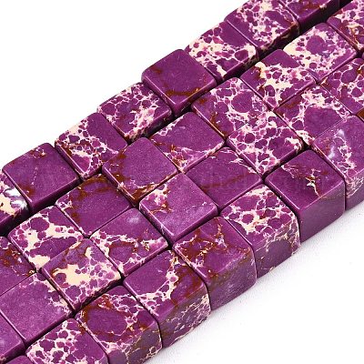 Brins de perles de jaspe impérial synthétique teint&nbsp;G-T139-8x8-38A-1