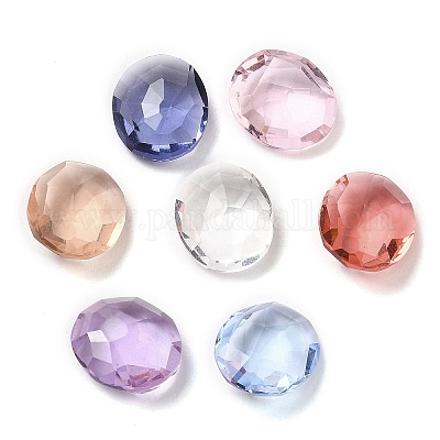 Cabochons en verre avec strass de dos avec point&nbsp;GLAA-B012-57-1