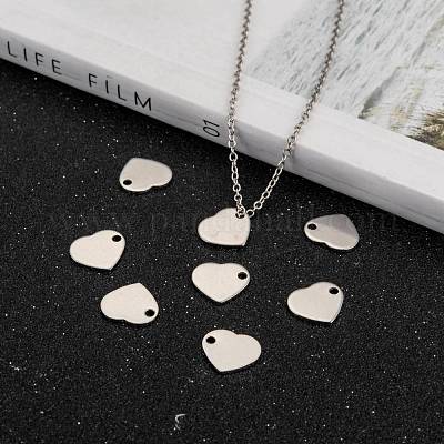 PandaHall 10pcs Stainless Steel Heart Blank Stamping Tags Charm Pendants 33x34.5x1mm for DIY Jewelry Making 