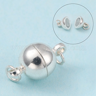 Magnetic clasp for jewelry, steel, round with jumprings