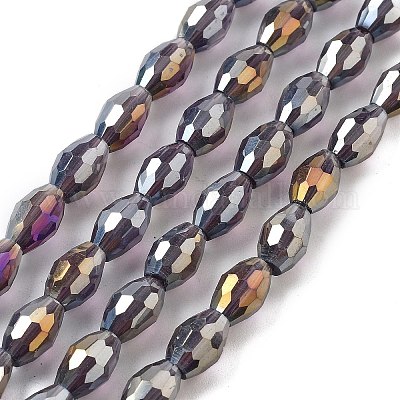 Transparent galvanisieren Glasperlen Stränge&nbsp;EGLA-A037-T6x8mm-B14-1