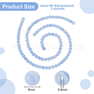 2 Strang natürliche blaue Spitzenachatperlenstränge&nbsp;G-OC0004-35B-1