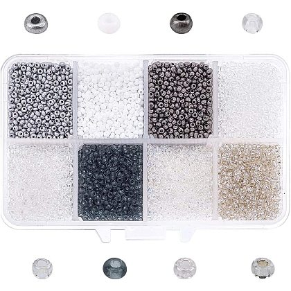 NBEADS 160g 20g/Compartment Round Glass Seed Beads SEED-NB0001-04-1