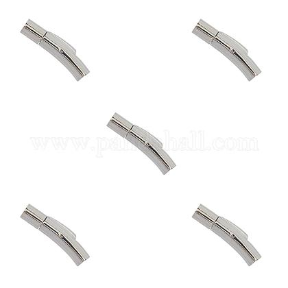 UNICRAFTALE Column Bayonet Clasps 5 Sets Stainless Steel Bayonet Clasps 4mm Hole Leather Cord End Clasps Connectors for Bracelets Necklaces Buckle Jewelry Making STAS-UN0001-88A-1