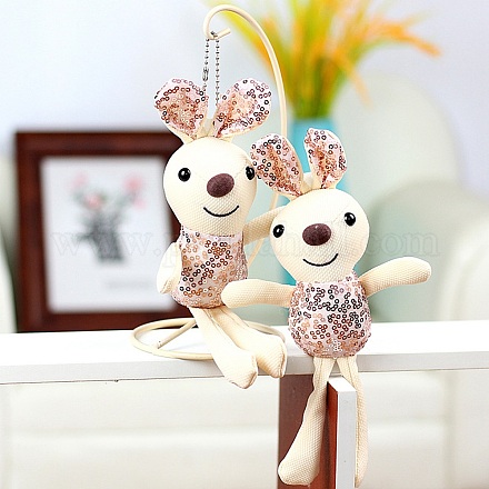 Cartoon PP Cotton Plush Simulation Soft Stuffed Animal Toy Rabbit Pendants Decorations HJEW-K043-01-1