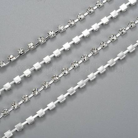 3mm Wide Silver Color Plated Grade A Garment Decorative Trimming Brass Crystal Rhinestone Cup Strass Chains X-CHC-S12-S-1