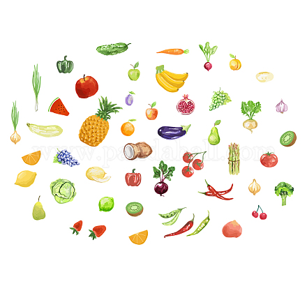 Superdant fruits légumes stickers muraux pastèque poivre stickers muraux réfrigérateurs cuisine garde-manger sticker art photo décor pour pépinière cuisine garde-manger DIY-WH0228-833-1
