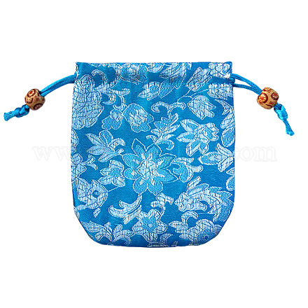Атласные упаковочные мешочки для ювелирных изделий в китайском стиле с цветочным узором PW-WG42698-02-1