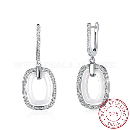 Orecchini alla moda 925 cerchio in argento sterling EJEW-BB20943-B-1