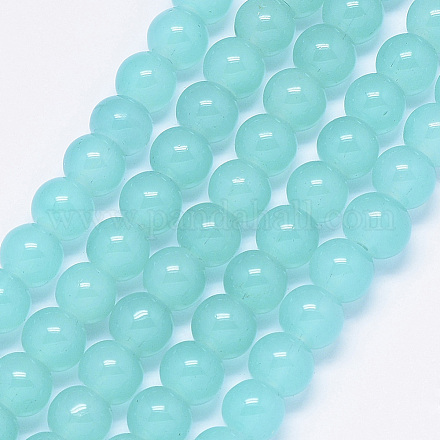 Imitation Jade Glass Beads Strands X-GLAA-G049-8mm-A19-1