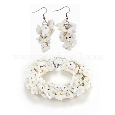 Ensembles de bijoux de perles de coquille en spirale naturelle SJEW-JS01010-1