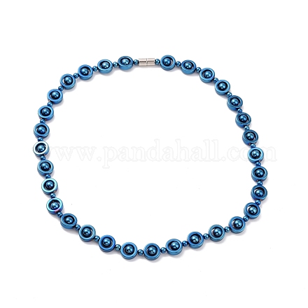 Collier de perles de colonne en hématite synthétique et laiton avec fermoirs magnétiques NJEW-G047-01B-1
