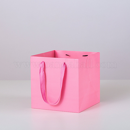 Bolsas de regalo de papel kraft de color sólido con asas de cinta PAAG-PW0001-103A-04-1