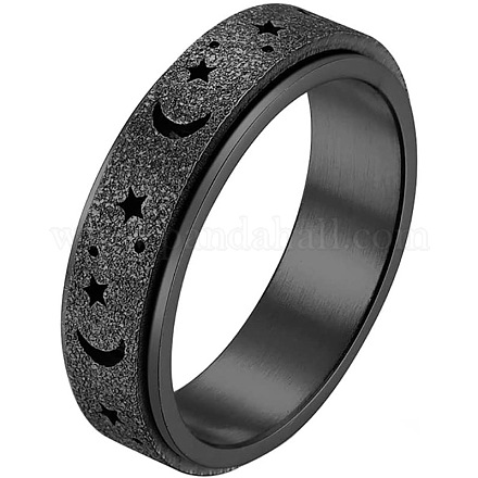 Stainless Steel Moon and Star Rotatable Finger Ring MOST-PW0001-005H-02-1
