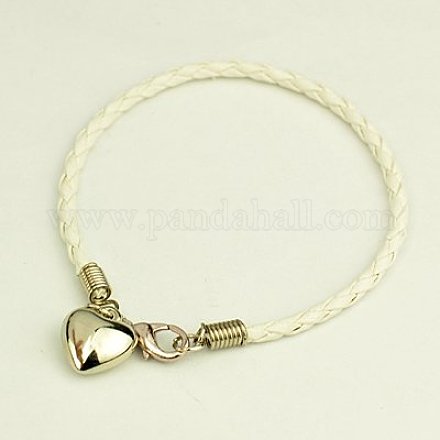 PU Leather Braided Charm Bracelets BJEW-JB00785-01-1