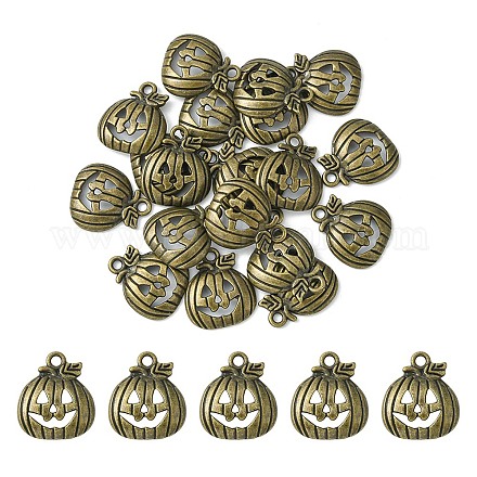 20pcs colgantes de aleación de jack-o'-lantern de calabaza de halloween de estilo tibetano TIBEP-YW0001-43AB-1
