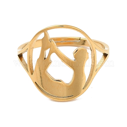 Placcatura ionica (ip) 304 anello regolabile yoga in acciaio inossidabile da donna RJEW-M149-27G-1