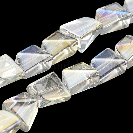Ab カラーメッキ電気メッキ透明ガラスビーズ連売り  ファセットポリゴン  クリアAB  8x7x5mm  穴：1mm  約80個/連  25.04インチ（63.6cm） EGLA-G037-06A-AB01-1