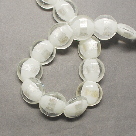 Perles en verre d'argent feuille manuelles FOIL-R056-11-1