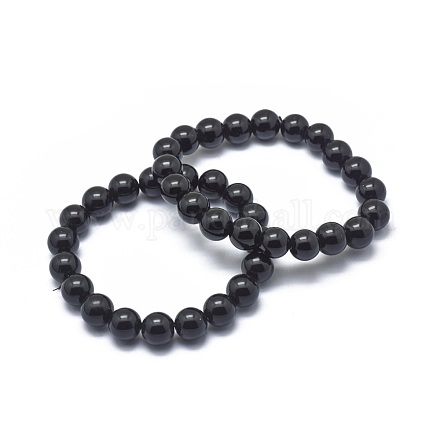 Bracelets synthétiques en perles de pierre noire synthétiques BJEW-K212-A-032-1