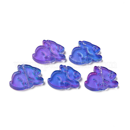 Perles de verre peintes par pulvérisation transparentes deux tons GLAA-Q092-03-C01-1