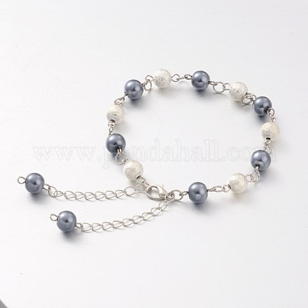 Round Glass Pearl Anklets AJEW-AN00062-02-1
