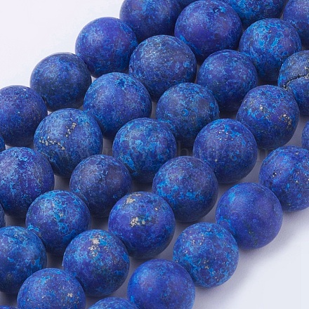 Dyed Natural Lapis Lazuli Round Beads Strands G-G735-06F-10mm-1