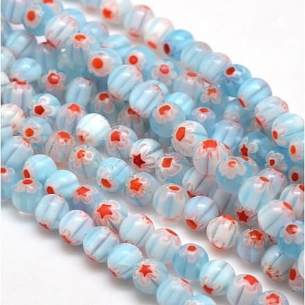 Chapelets de perles rondes de millefiori en verre LK-P001-22-1