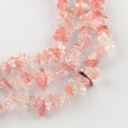 Chapelets de perles en verre de quartz de cerise G-R192-12-1