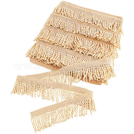 OLYCRAFT Polyester Silk Tassel Ribbon with Card Golden Rod Bullion Fringe Trim Fabric Trims and Embellishments Curtain Weights Fringes for Sewing DIY Decoration Gold Polyester Silk Tassel Ribbon OCOR-WH0063-56A-1