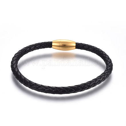Leather Braided Cord Bracelets BJEW-E352-03A-G-1