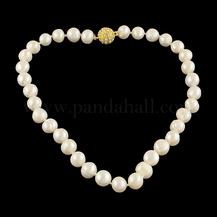 Elegante de la perla collares de abalorios redonda NJEW-Q282-18G-1