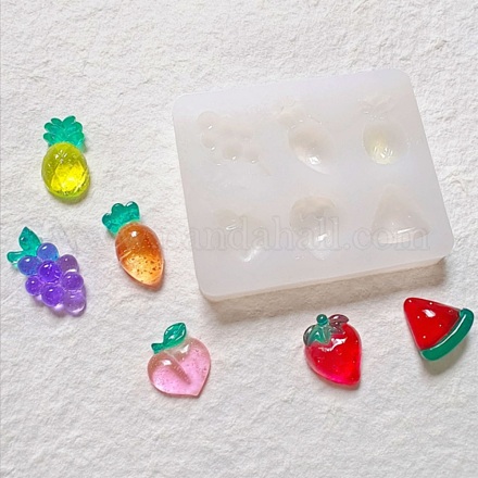 Stampi in silicone a forma di cabochon di uva e ananas e pesca e fragola e carota X-SIMO-B001-02-1