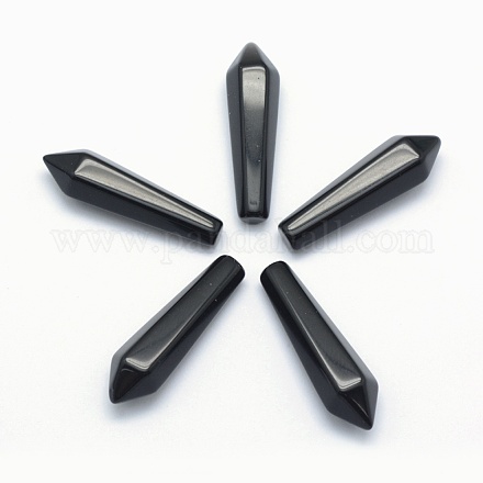 Cuentas puntiagudas de obsidiana natural X-G-E490-C17-1