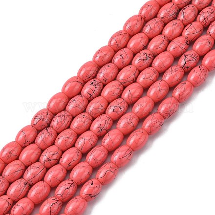 Baking Painted Drawbench Glass Bead Strands GLAD-S080-6x8-B79-1