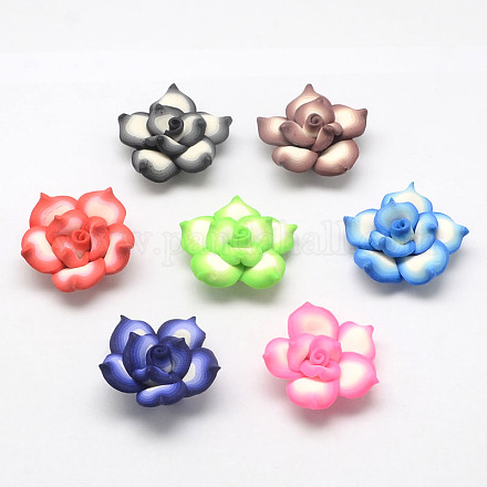 Handmade Polymer Clay 3D Flower Lotus Beads CLAY-Q203-35mm-M-1